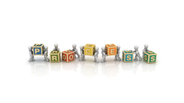 istock Business People Carrying PROCESS Buzzword Cubes - 3D Rendering 1151026608