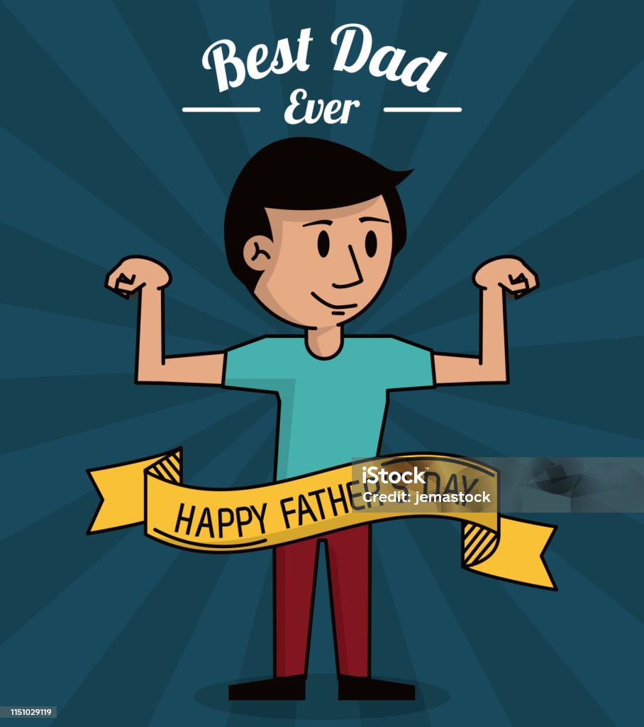 Ilustración de Padres El Mejor Padre De Todos Papá De Dibujos Animados  Diseño Fuerte y más Vectores Libres de Derechos de Amor - iStock