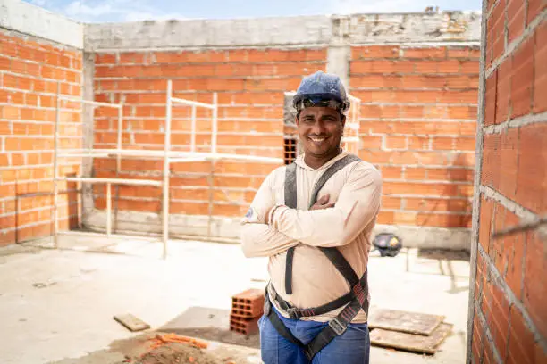 Construction worker standing in a construction site