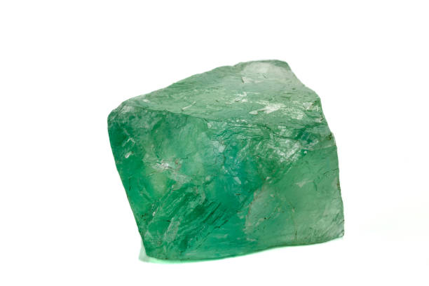 istock Macro stone green fluorite mineral on white background 1151045894