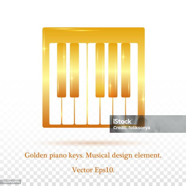 Golden Piano Keysgolden Glitterinspiration Profession Hobby Music Sound Music Instrument Piano Keys Iconeps10 Vector Stock Illustration - Download Image Now