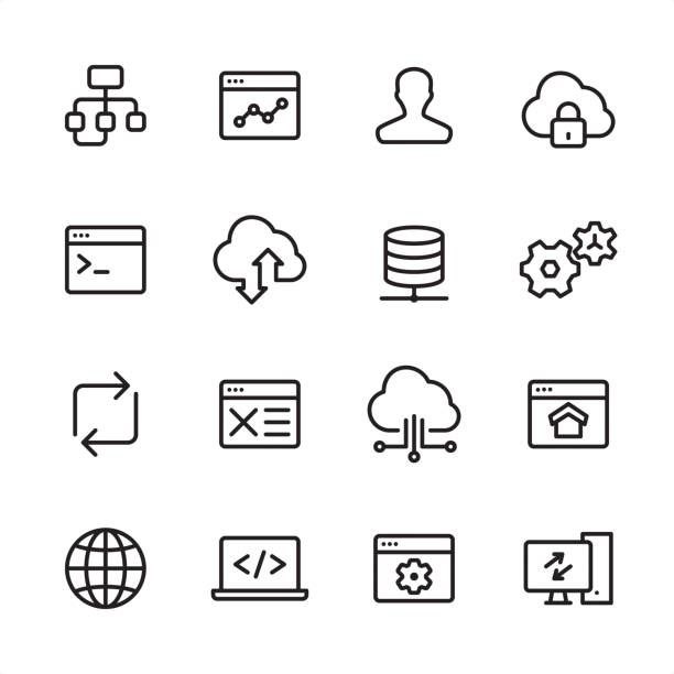 it und entwicklung-size-icon-set - avatar grafiken stock-grafiken, -clipart, -cartoons und -symbole