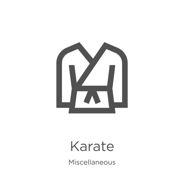 karate icon vector from miscellaneous collection. Thin line karate outline icon vector illustration. Outline, thin line karate icon for website design and mobile, app development karate icon. Element of miscellaneous collection for mobile concept and web apps icon. Outline, thin line karate icon for website design and mobile, app development martial arts stock illustrations