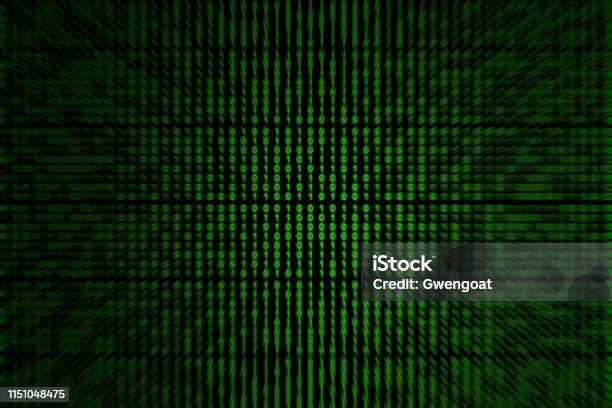 Focused On Green Binary Code Stock Photo - Download Image Now - Backgrounds, Binary Code, Bright