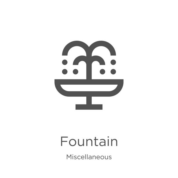 fountain icon vector from miscellaneous collection. Thin line fountain outline icon vector illustration. Outline, thin line fountain icon for website design and mobile, app development fountain icon. Element of miscellaneous collection for mobile concept and web apps icon. Outline, thin line fountain icon for website design and mobile, app development fountain stock illustrations