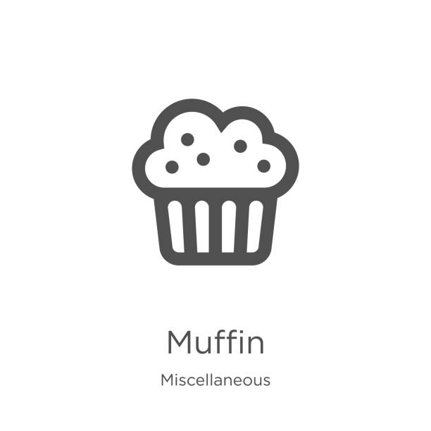 muffin-syconienvektor aus diverser sammlung. dünne linie muffin-umriss-icon-vektor-illustration. skizze, dünnes muffin-symbol für website-design und mobile, app-entwicklung - muffin stock-grafiken, -clipart, -cartoons und -symbole