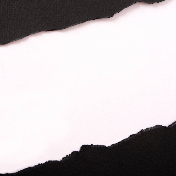 istock Torn black paper strip diagonal white background square 1151062676