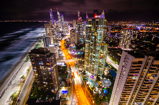 night view of gold coast downtown
