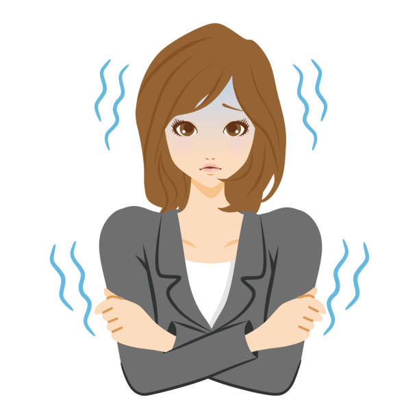 Illustration of a cold business woman. Illustration of a cold business woman. shivering stock illustrations