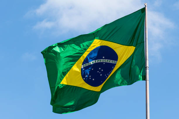 istock Brazil national flag. Brazilian 1151069204