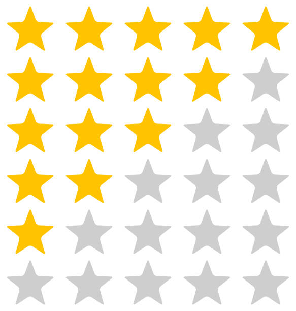 иллюстрация рейтинговых звезд на белом фоне - звание иллюстрации stock illustrations