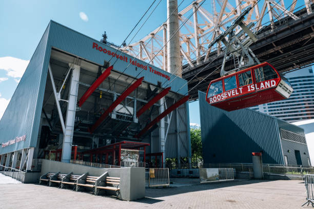 New York City - USA - May 15 2019: Tramway station on Roosevelt Island