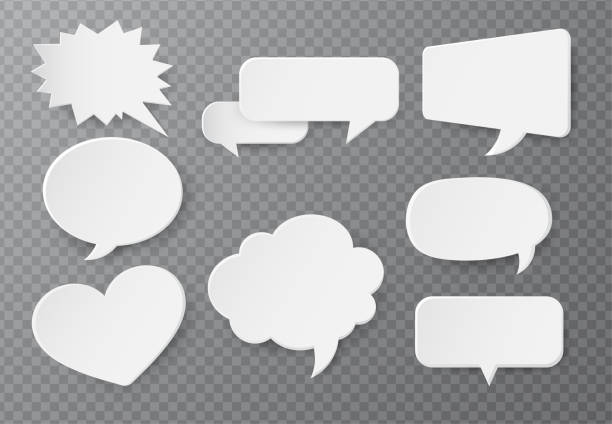 ilustrações de stock, clip art, desenhos animados e ícones de speech bubble of paper for text input on a transparent background - dialog balloon