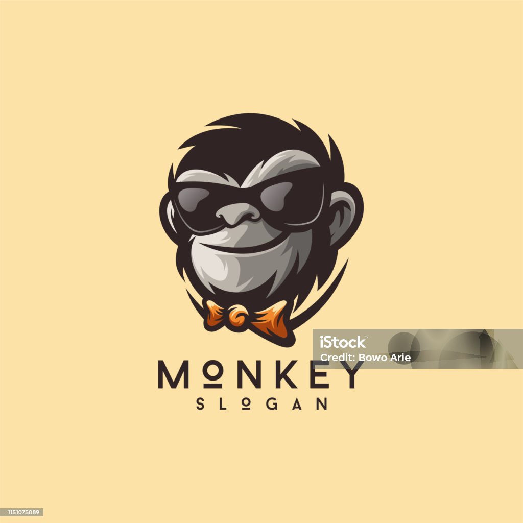 cool monkey logo design vector illustrator Ape stock vector