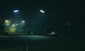 Street night scene and smoke background