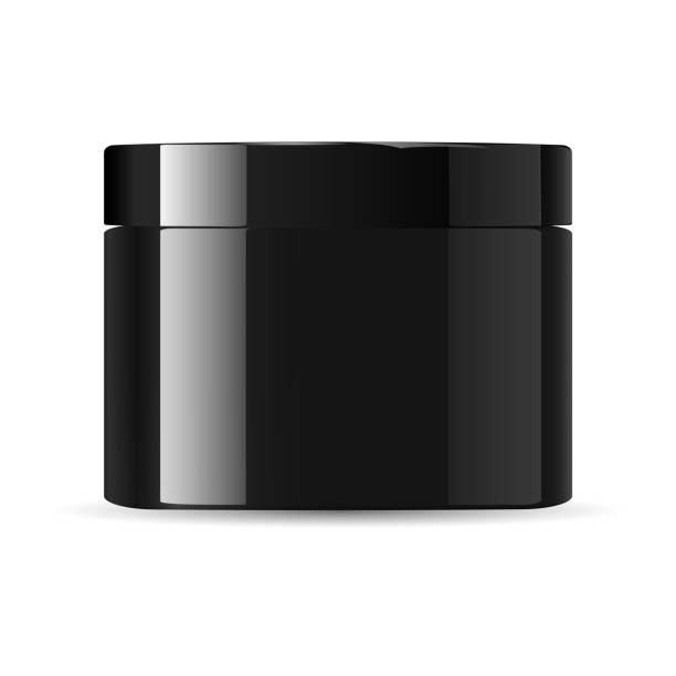 istock Round glossy black glass cosmetic cream jar 1151076645