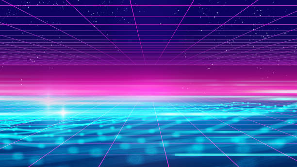 istock Retro futuristic background 1980s style 3d illustration. 1151084488
