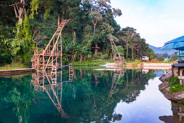 The famous Blue Lagoon in Vang Vieng, North Laos