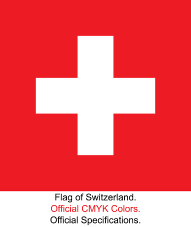 Swiss flag in official CMYK colours and with official specifications.