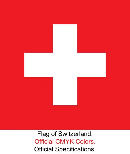 Vector illustration of Swiss Flag (Official CMYK Colours, Official Specifications)