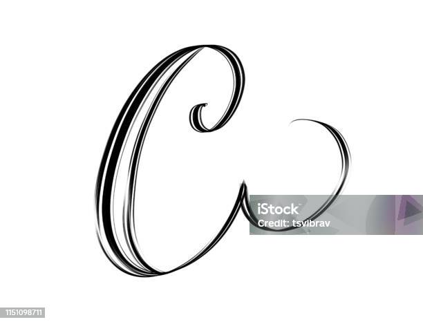 Pretty Script C Stylish Script Letter C Isolated On White Stock Illustration - Download ...