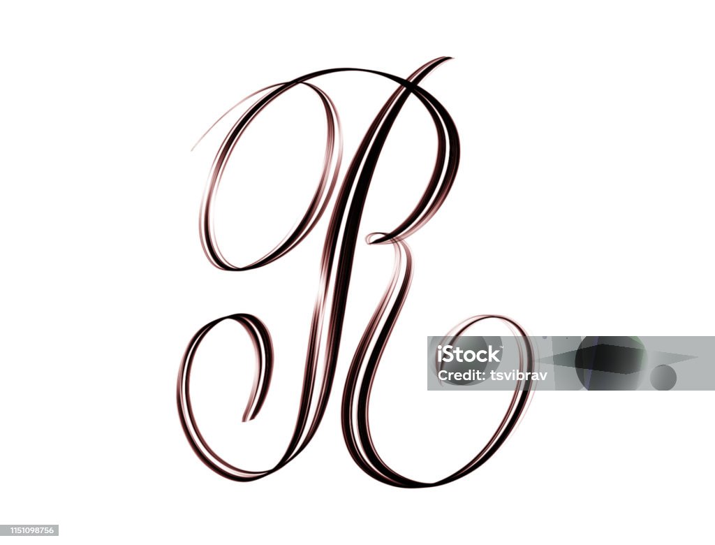 Letter R Lettering Plain Copperplate Style Letter R Hand Lettering Isolated On White Background ...