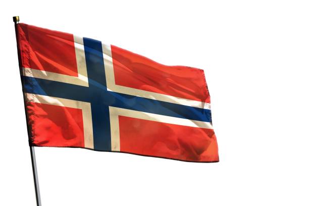 istock Fluttering Norway flag on clear white background isolated. 1151098813