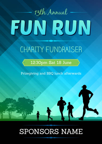fun run poster vector poster for a marathon fun run sports event stock illustrations