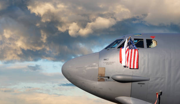 Boeing B-52 Stratofortress - American strategic bomber, symbolizing the possibility of a nuclear war Boeing B-52 Stratofortress - American strategic bomber, symbolizing the possibility of a nuclear war nuclear energy stock pictures, royalty-free photos & images