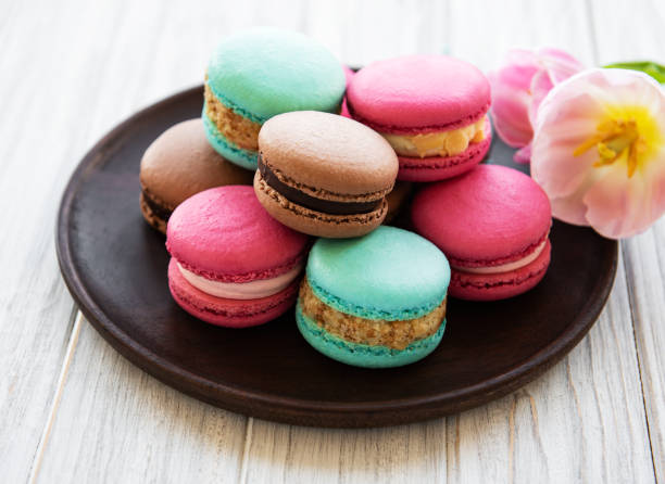 istock Colorful macaroons and tulips 1151105025