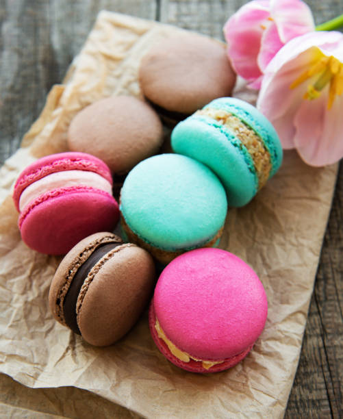 istock Colorful macaroons and tulips 1151105044