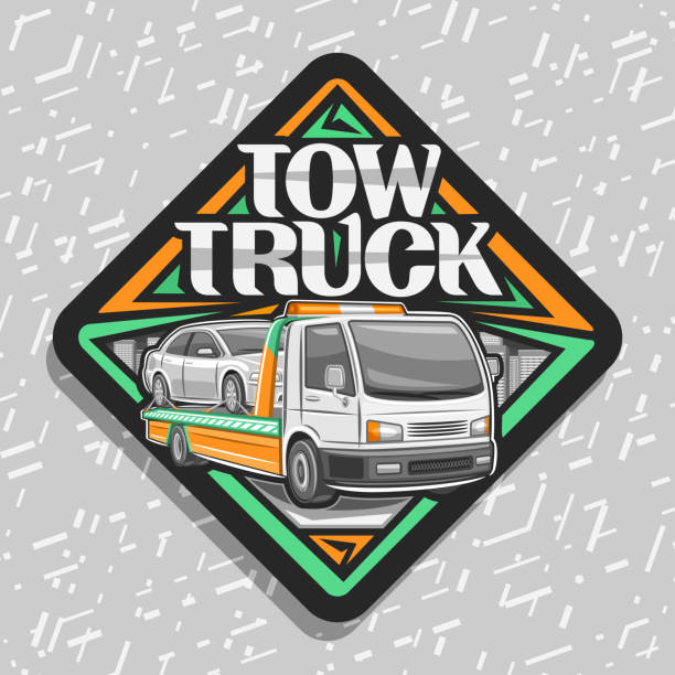 ilustraciones, imágenes clip art, dibujos animados e iconos de stock de señal vectorial para remolque camión - towing tow truck truck semi truck