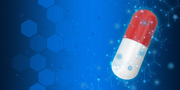 istock 3D Medical symbol image about pills on high tech blue background 1151108322