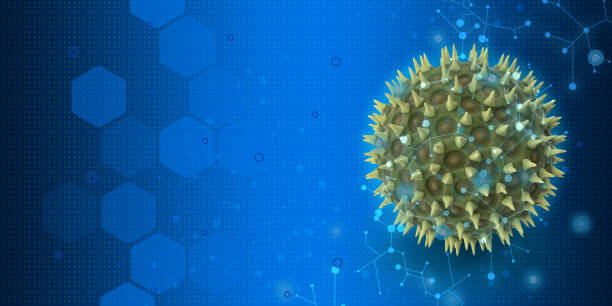 istock 3D Medical symbol image about pollens on high tech blue background 1151108338