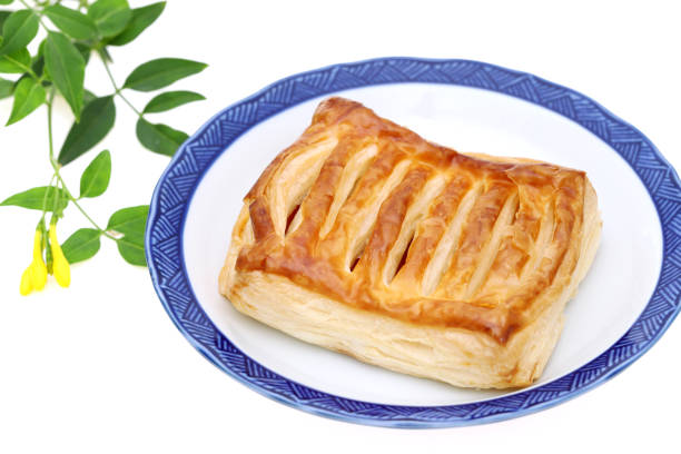 Plate with tasty homemade applepie on white background