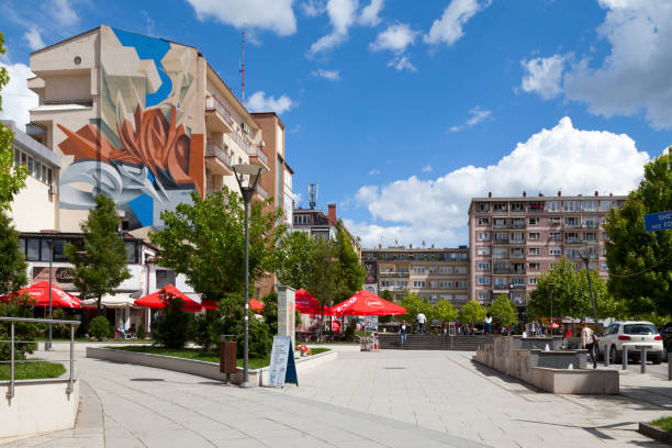 Edith Durham square in Pristina Pristina, Kosovo - May 22 2019: Edith Durham square, named after Mary Edith Durham (8 December 1863 "u2013 15 November 1944), a British artist, anthropologist, and writer who became famous for her anthropological accounts of life in Albania in the early 20th century. pristina stock pictures, royalty-free photos & images