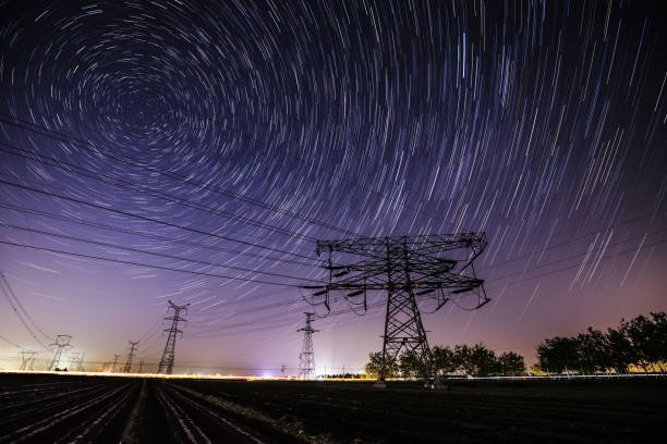 istock The high-voltage tower and the star track 1151113312