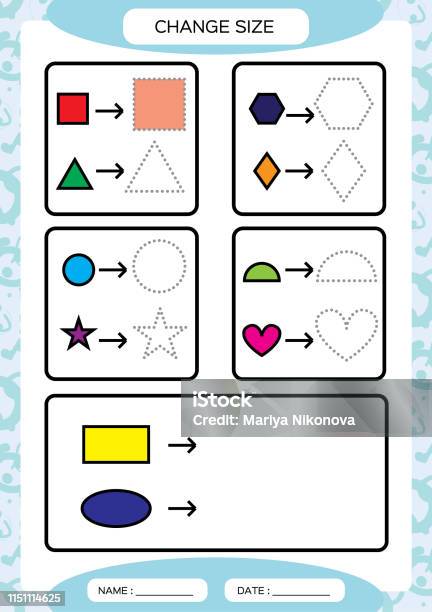 Change Size Different Shape Sizes Small Large Learning Basic Shapes ...