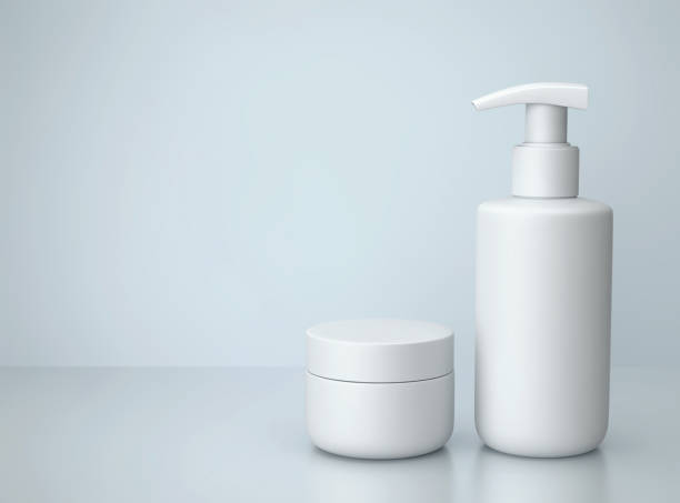 istock White cosmetic jar and bottle. Cosmetic background 1151116041