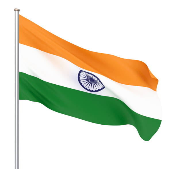 istock India flag blowing in the wind. Background texture. 3d rendering, wave, 3d illustration. - Illustration. Isolated on white. 1151116067