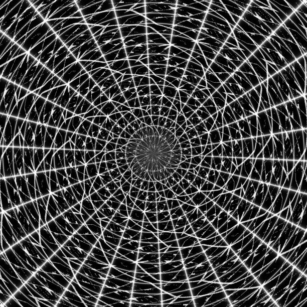 istock Dark gray  mandala on black background. Crazy abstract shapes 1151116843