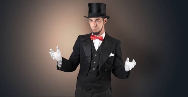 istock Magician holds something invisible 1151117129