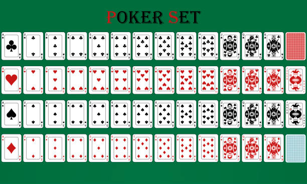 изолированная карточная игра в покер с обратным, на зеленом фоне - cards poker king card green stock illustrations