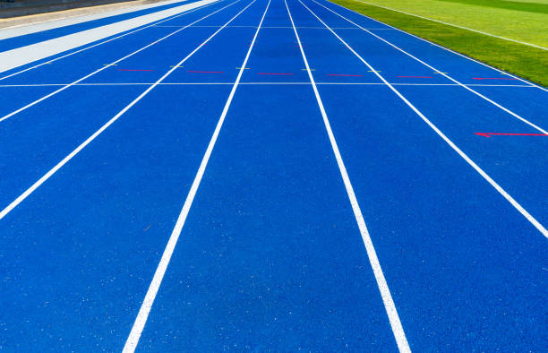istock High Angle View Of Blue Sports Track 1151130903