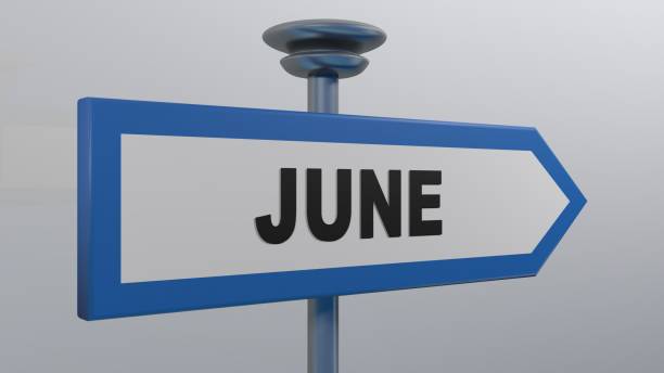 istock JUNE blue arrow street sign - 3D rendering illustration 1151136043