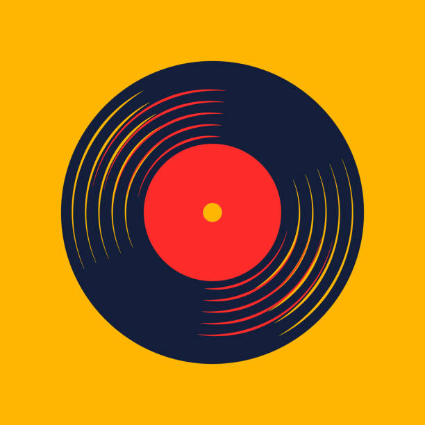 ビニールレコードの単語を持つビニールレコードの音楽ベクトル - record点のイラスト素材／クリップアート素材／マンガ素材／アイコン素材
