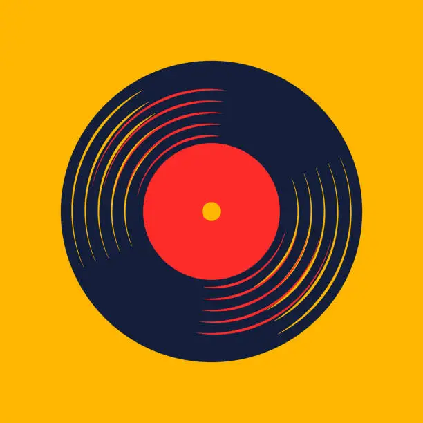 Vector illustration of vinyl record music vector with vinyl record word