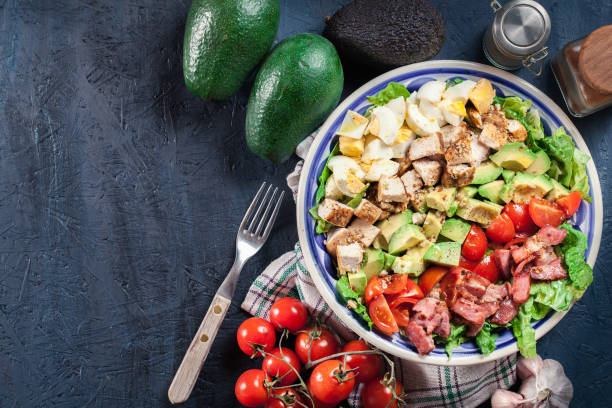 Healthy cobb salad with chicken stock photo