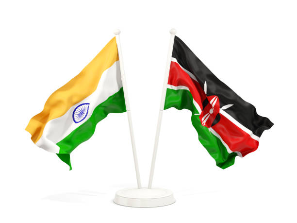 istock Two waving flags of India and kenya isolated on white 1151144377