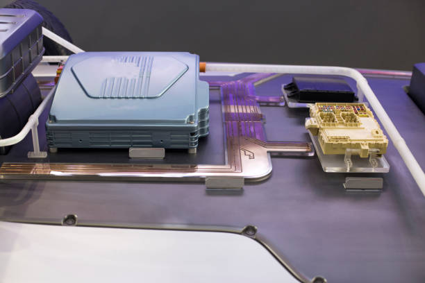 istock Electronic Vehicles lithium battery pack and power connections. hybrid car with powertrain 1151145630